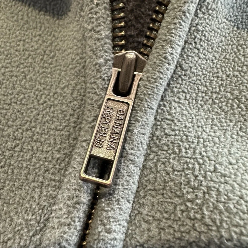Banana Republic Vest Mens M Vintage Full‎ Zip Fleece Mint Green